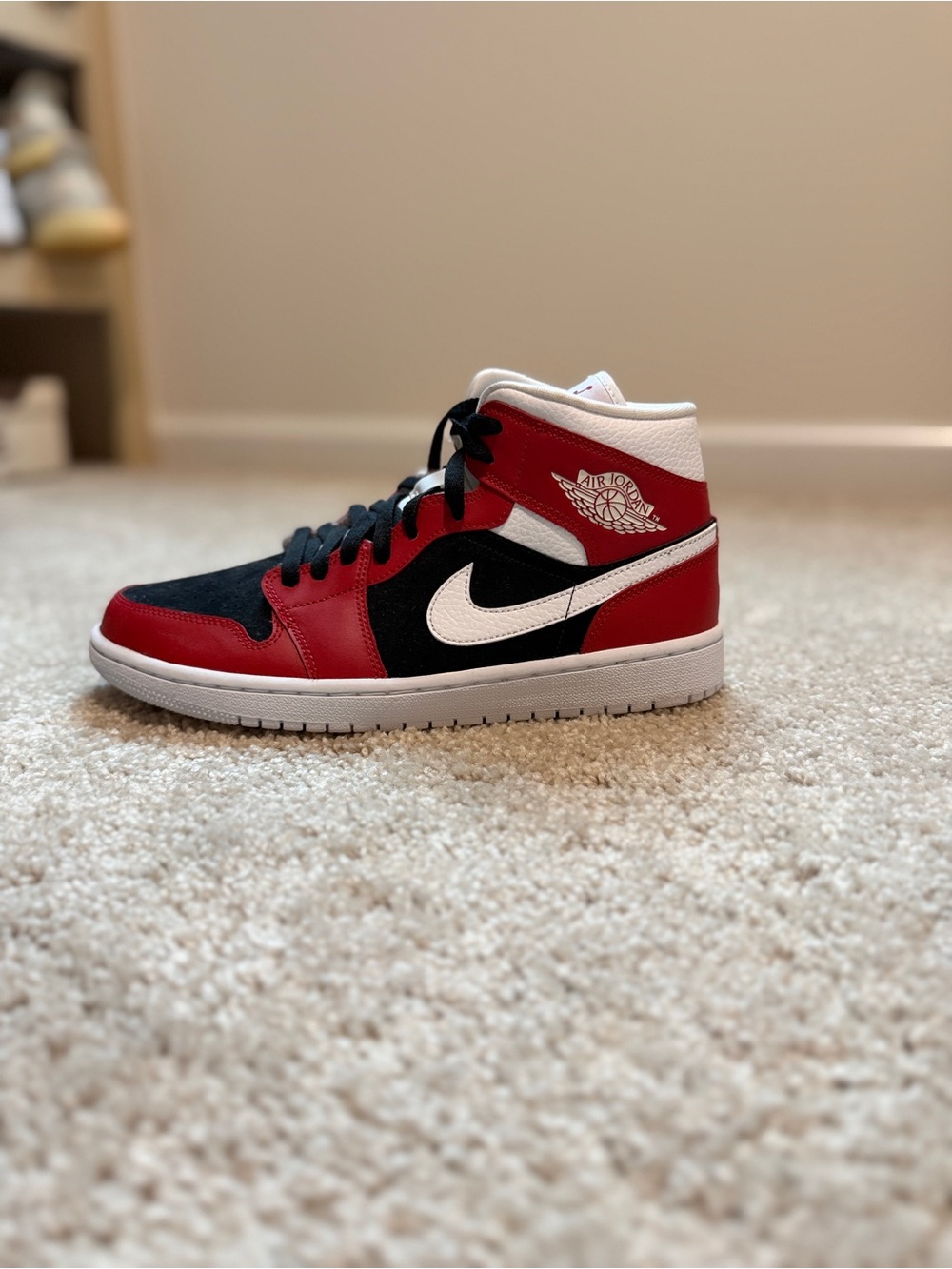 Jordan Retro High-Top Sneaker in Red, Black, White